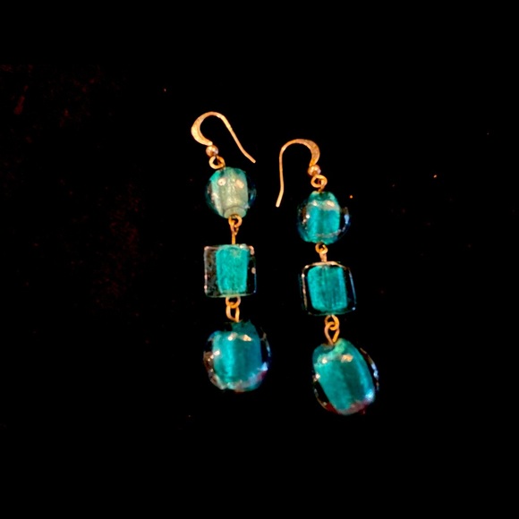 Teal beaded earrings - Picture 1 of 3